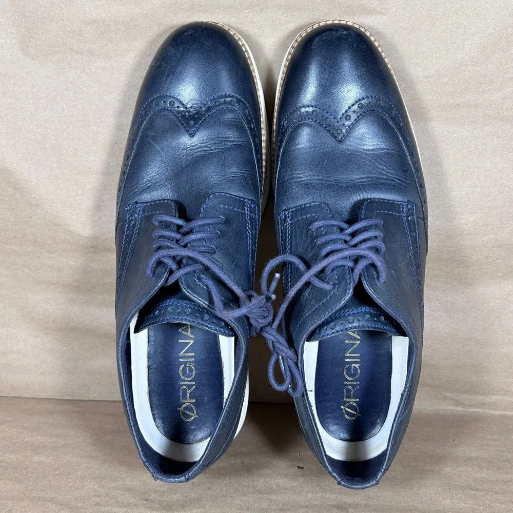 Cole Haan‎ OriginalGrand Wingtip Oxford Navy Blue Leather Shoes C30563 Mens 9M